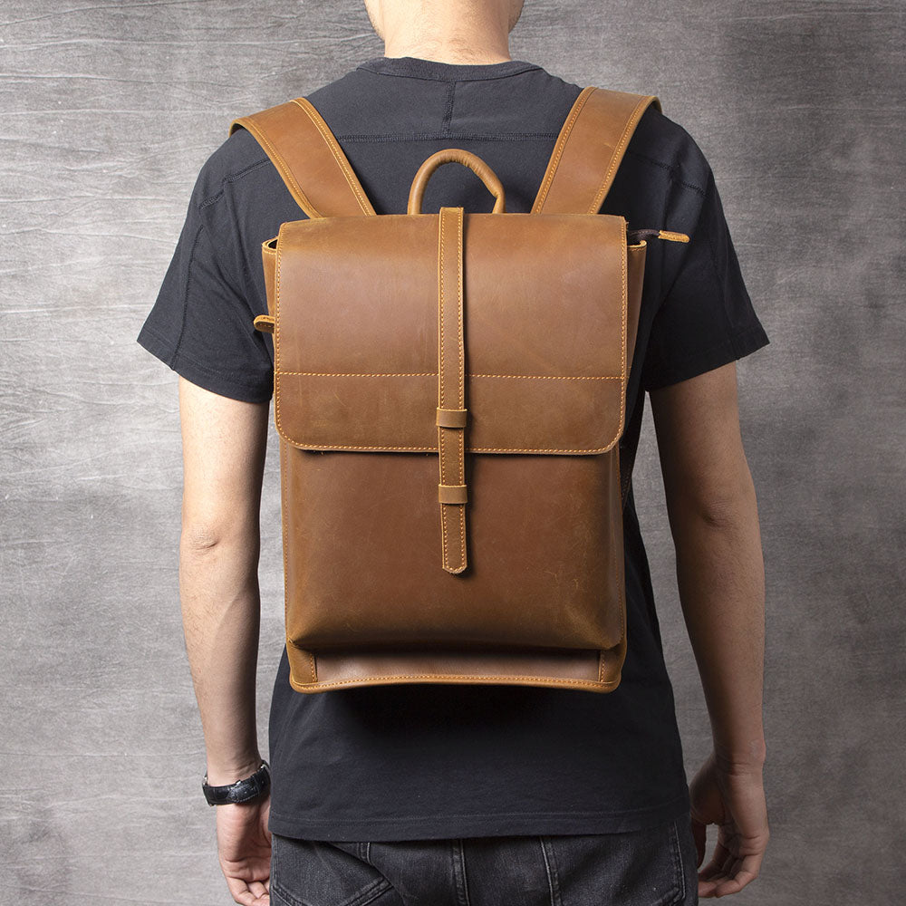 men leather daypack