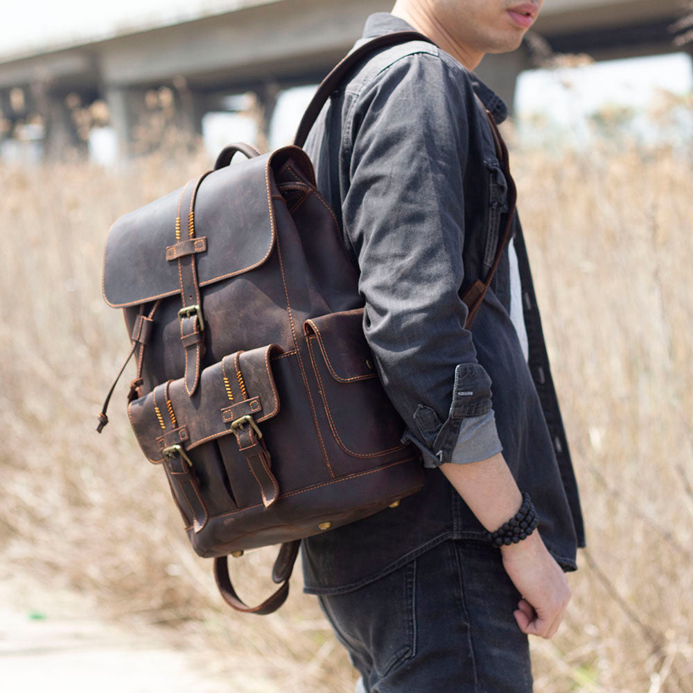 carry-all mens brown leather laptop bag