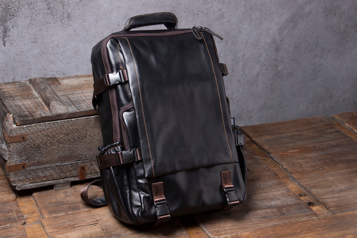 mens genuine leather backpack