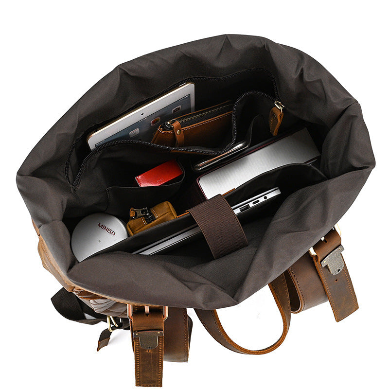 mens quality leather roll top backpack that fits every silhouette and outfits in your wardrobe