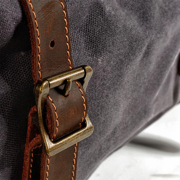 waterproof mens weekend bag with tanned leather, ideal to store workwear, footwear or outerwear