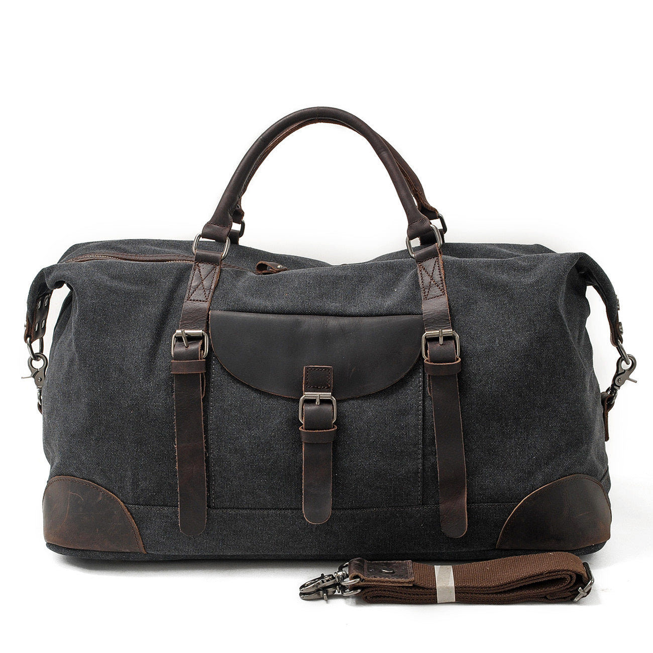 retro mens weekend holdall handmade with ripstop cotton canvas and real leather