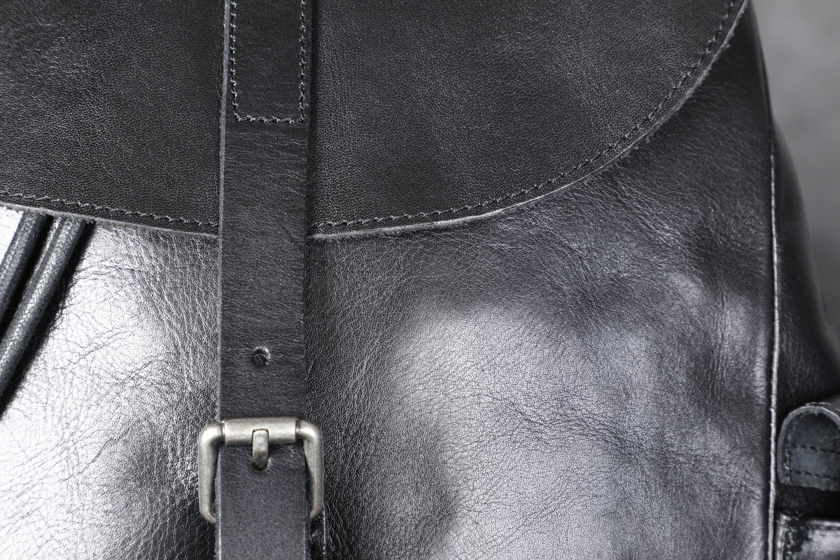 mini black leather backpack