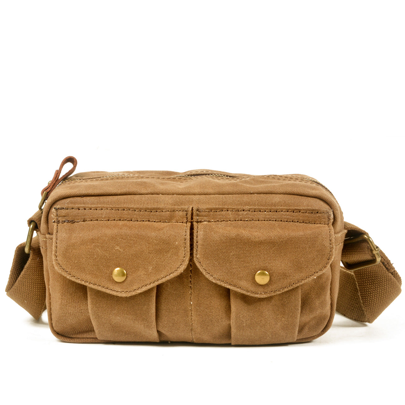 mini sac banane a bandouliere khaki avec grande poche intérieure