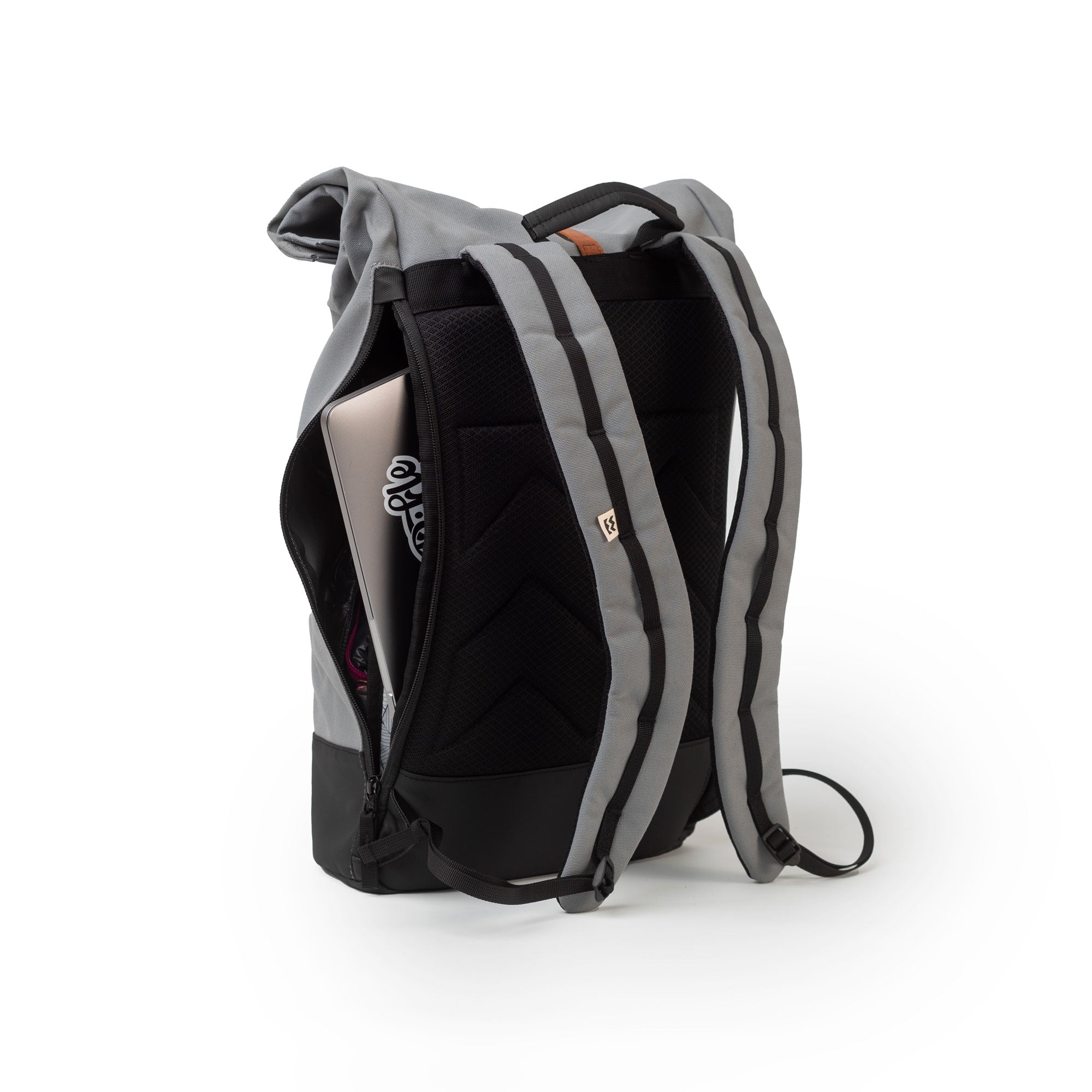 padded breathable back pannel and quick side access laptop pocket of the eco friendly backpack from mero mero