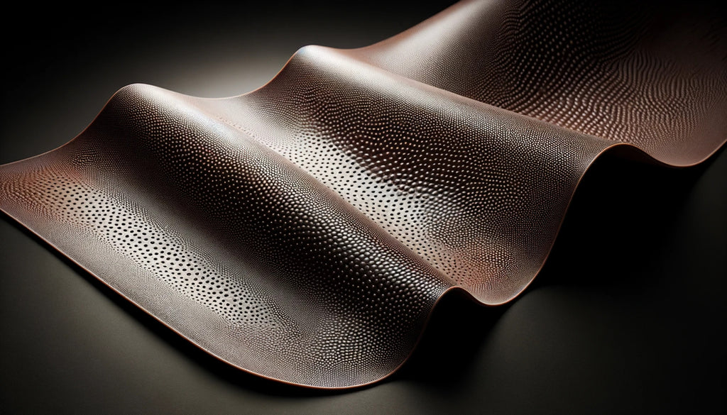 pristine piece of stingray leather stretched out to display its iconic dotted texture