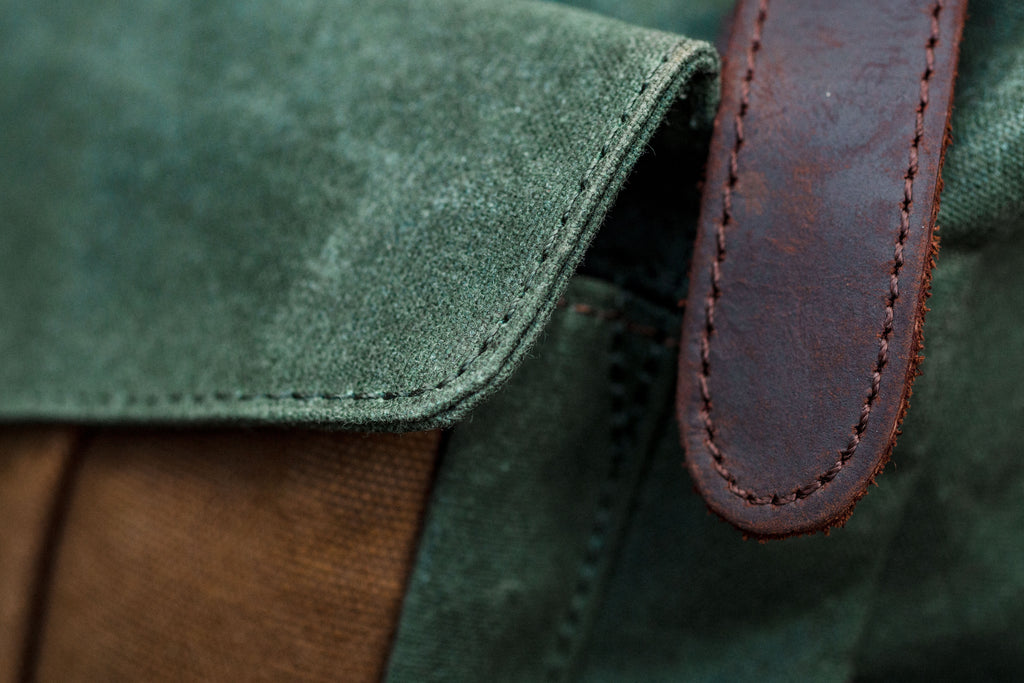 well made and durable roll top leather waxed canvas bag