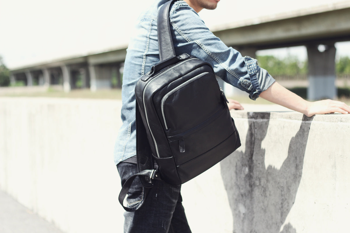 sac a dos en cuir noir homme