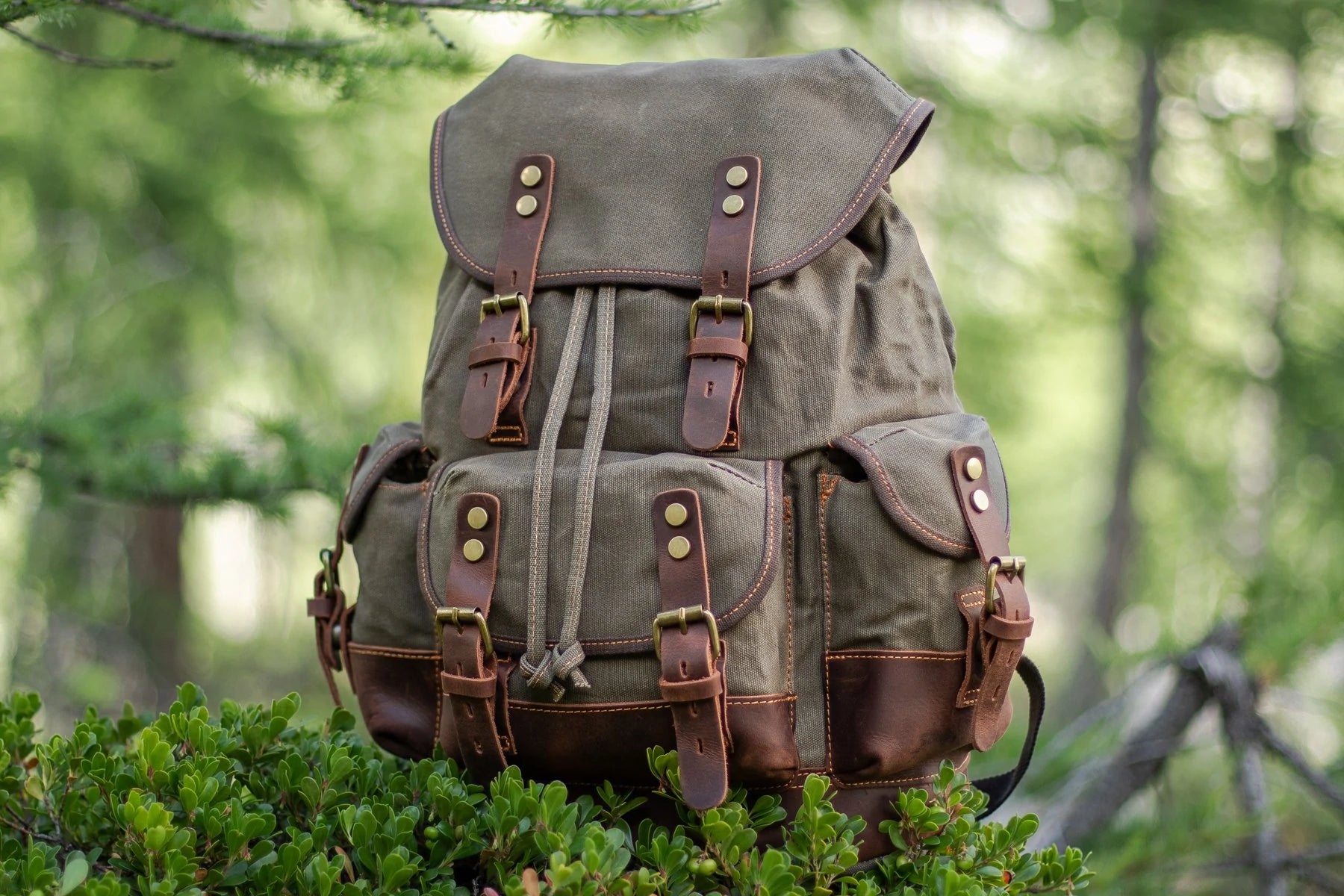 sac à dos toile et cuir vintage