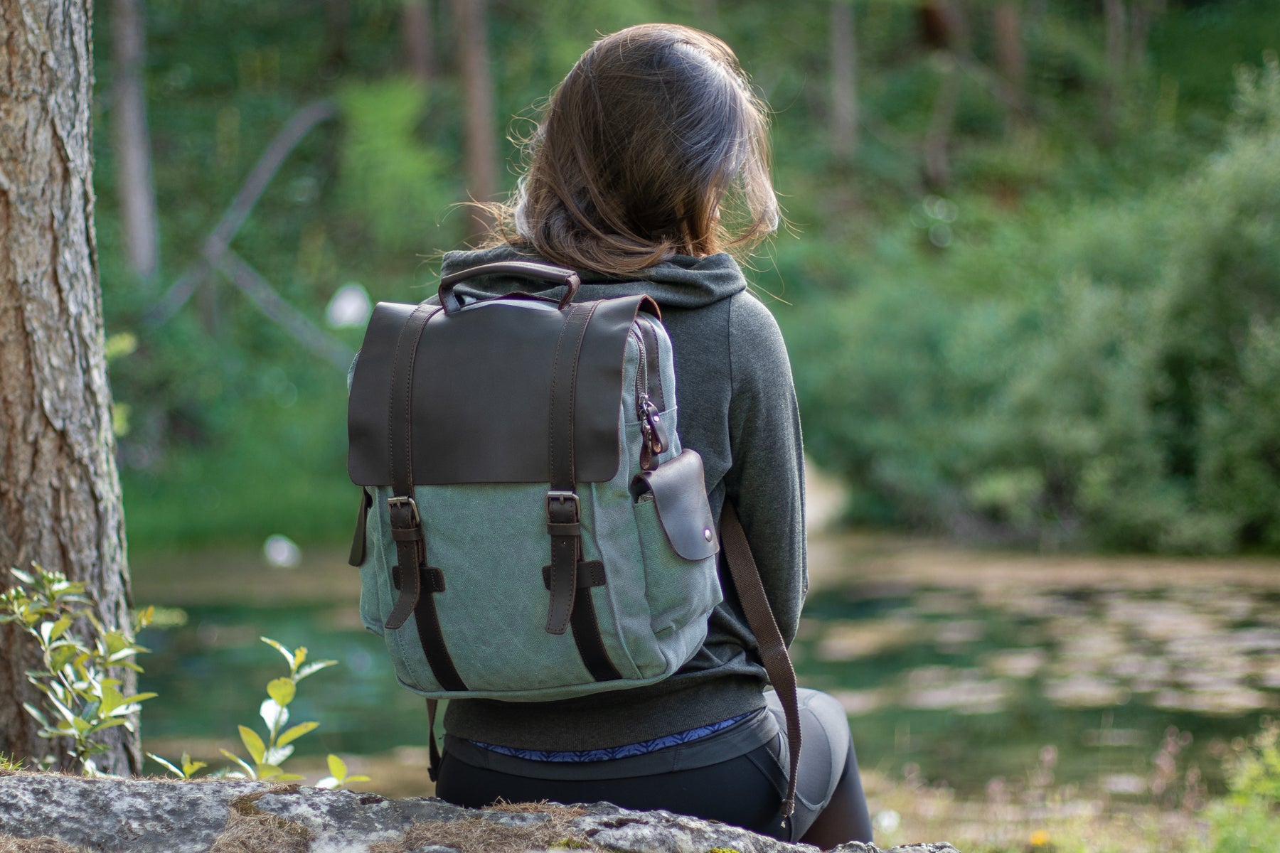 small ladies canvas fashion backpack