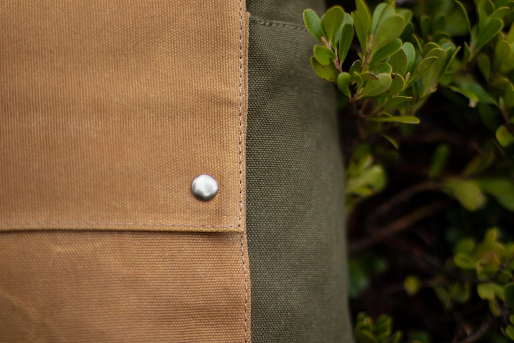 waxed woven cotton canvas and vintage brown leather travel pack