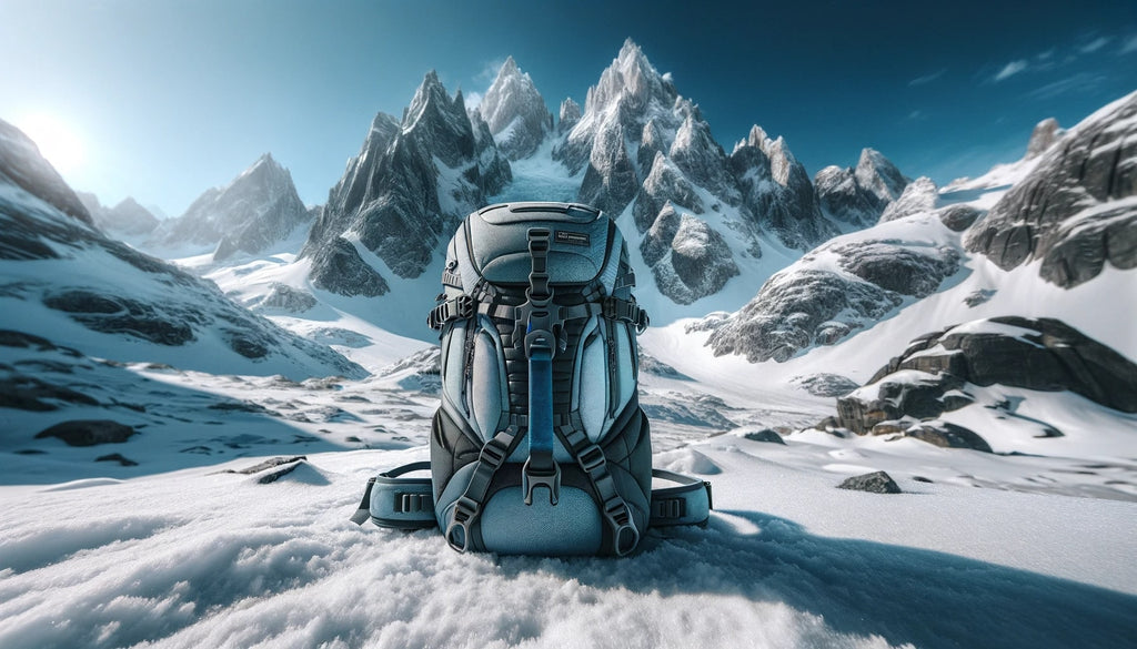 snowsport backpack in a snowy mountainous environment