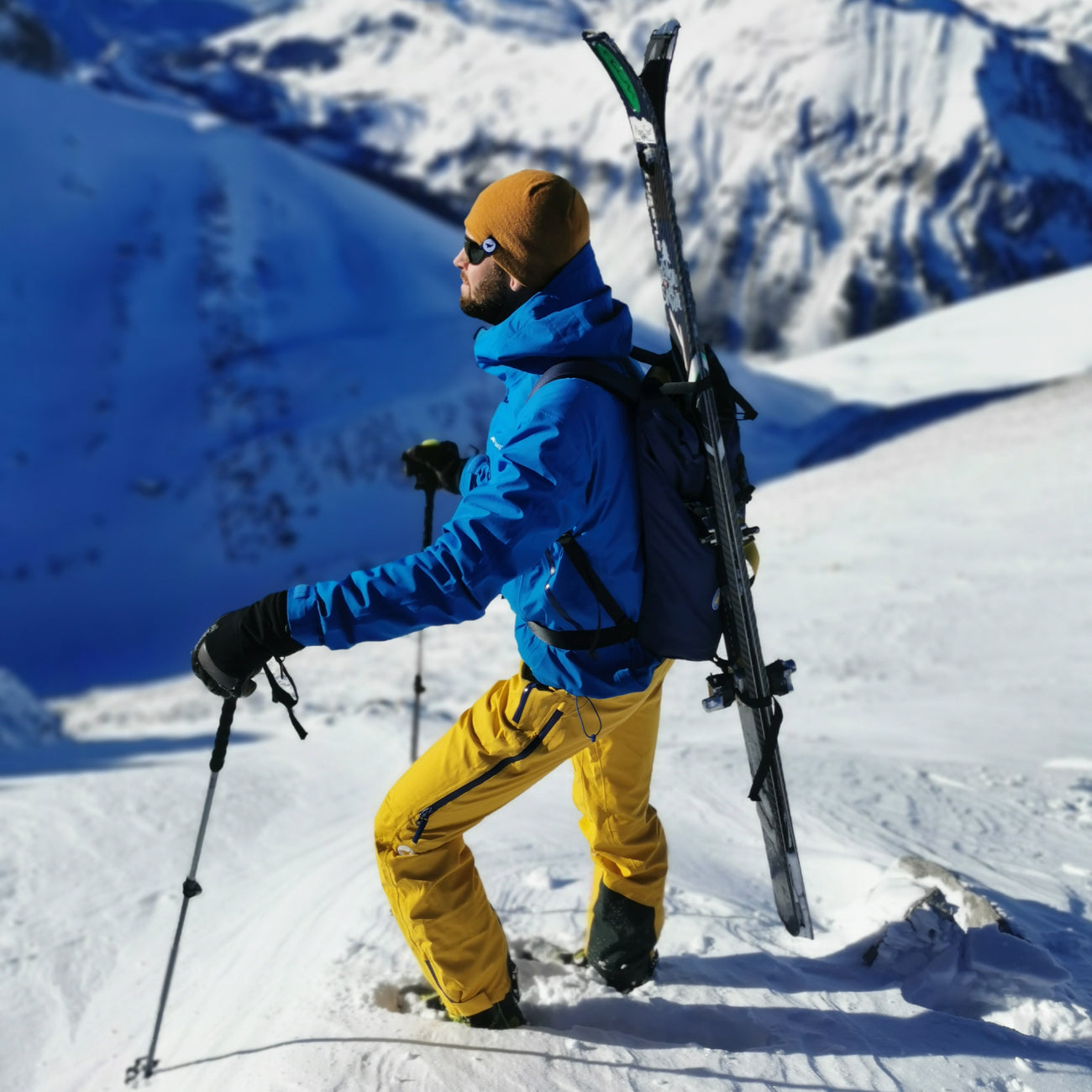 sustainable eco friendly recycled material ski rucksack