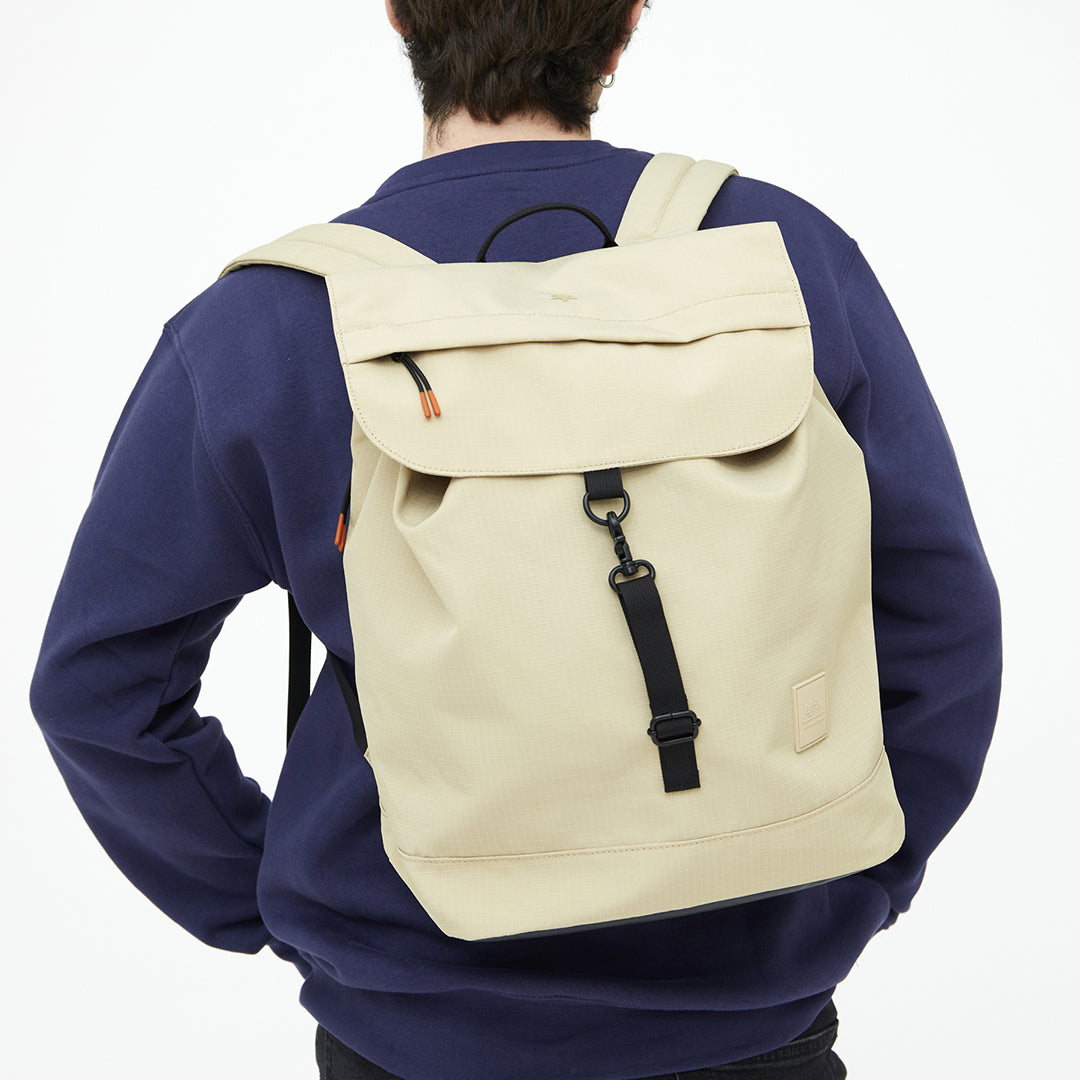 sustainable ethical laptop backpack beige