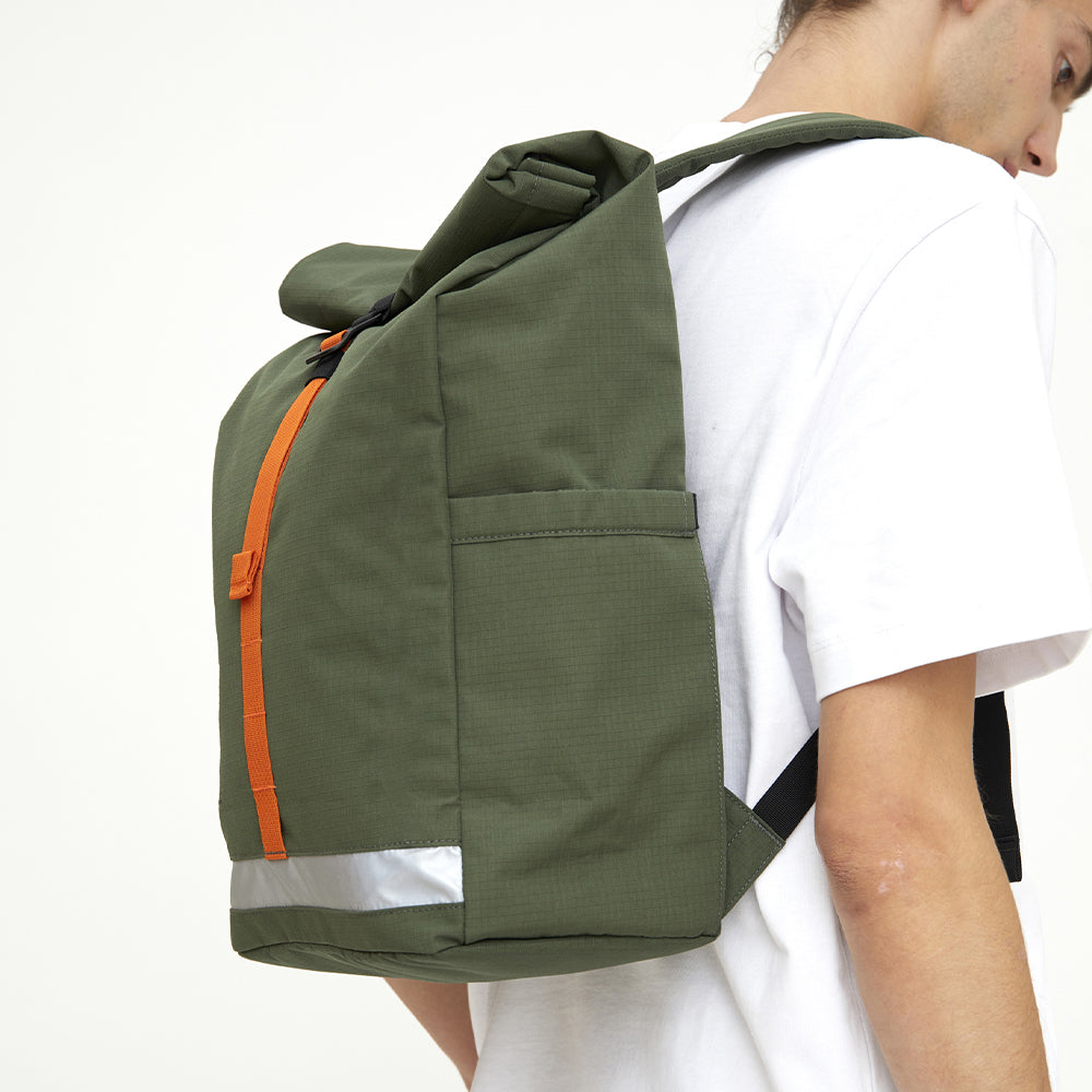 sustainable hiking backpack green