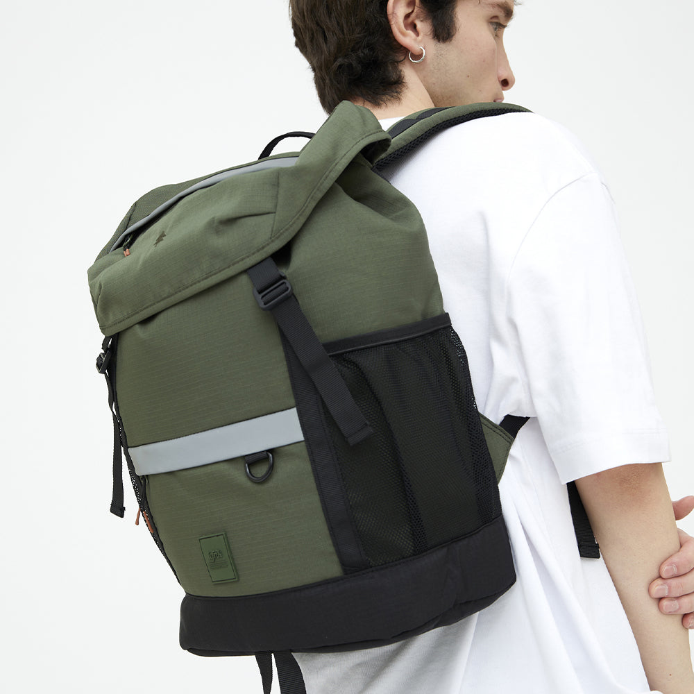 sustainable hiking backpack green