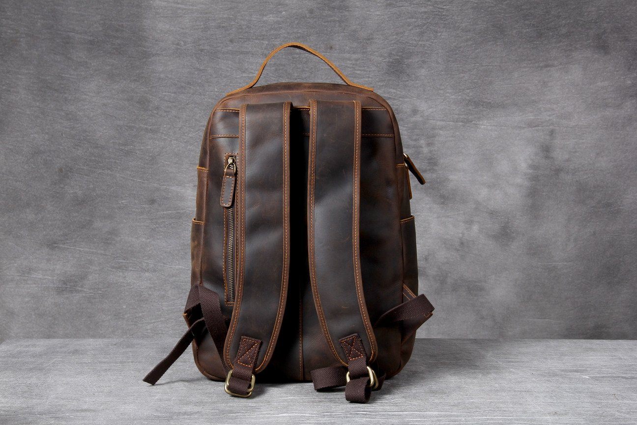 tan vintage leather back pack that fits every silhouette and outfits in your wardrobe