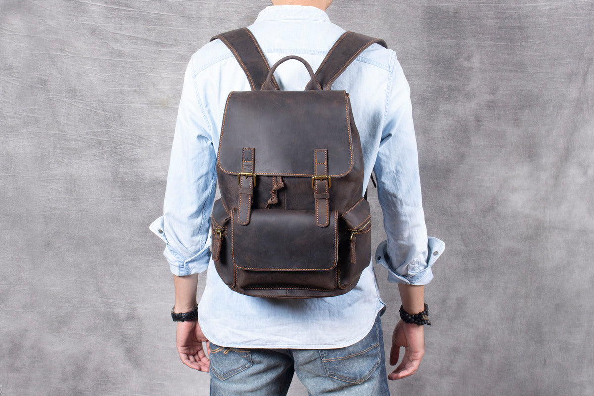 travel leather backpack