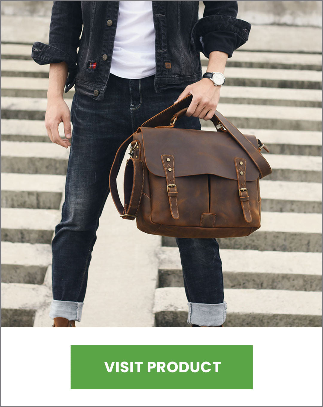 full grain leather messenger bag