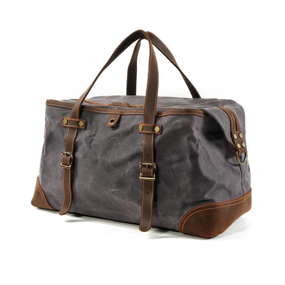 men's Weekend duffle Bag handcrafted with ripstop and water-repellent waxed canvas and polyester liner