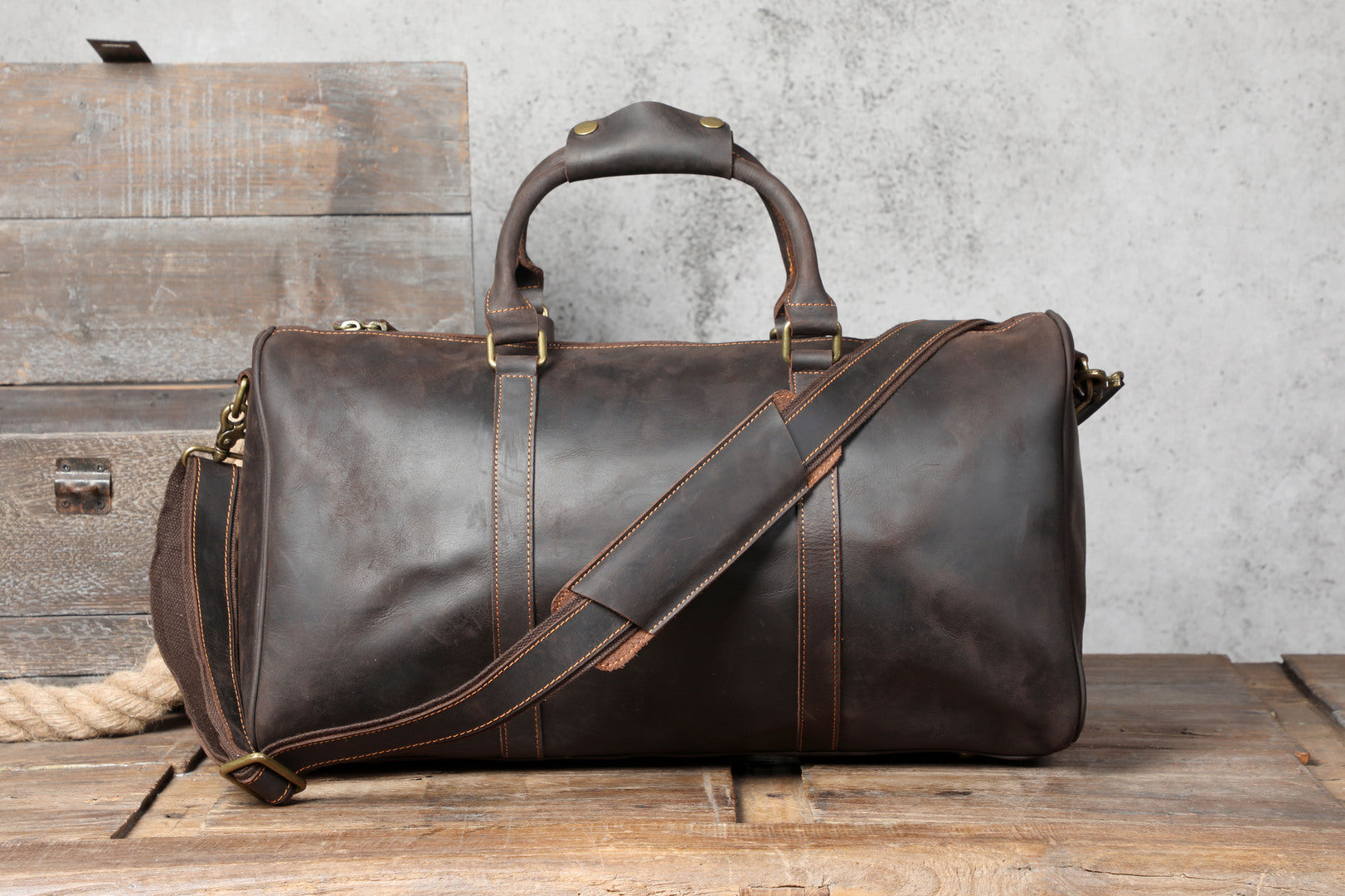 weekend duffle bag men leather