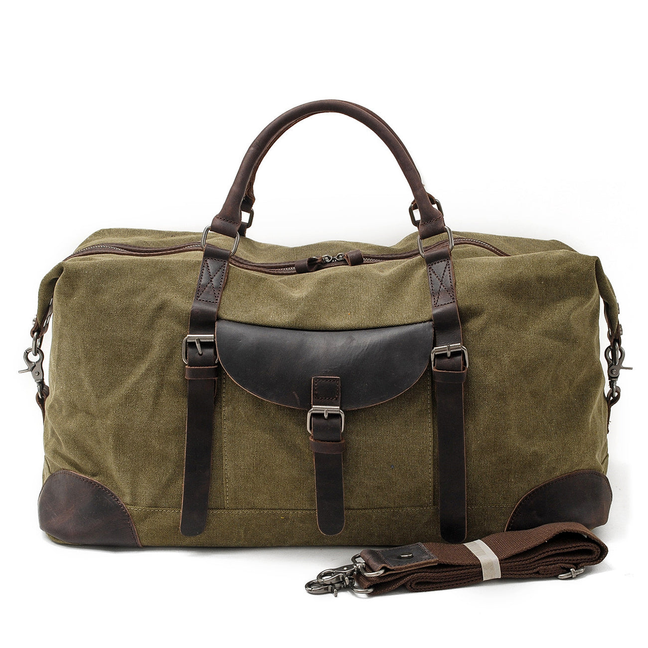 vintage Canvas gear Bag with tanned leather handles
