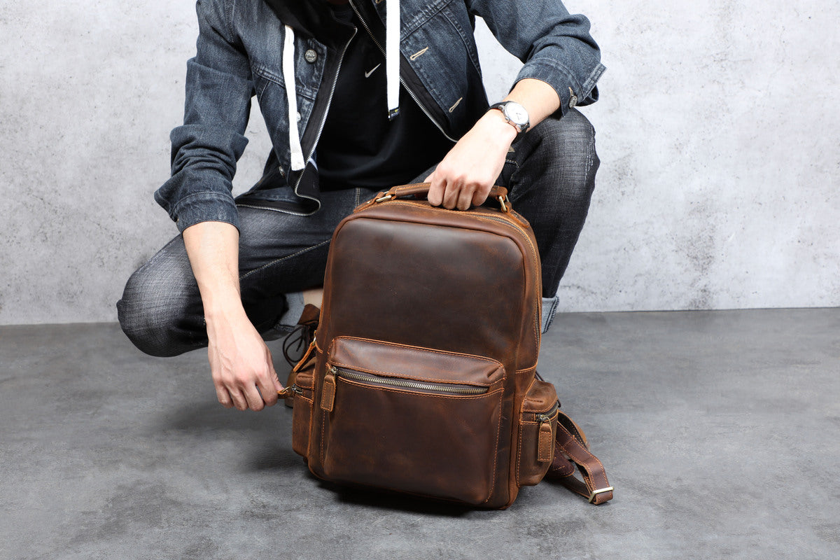 womens weekender leather backpack handbag