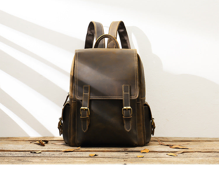 minimalist womens classic leather carry on rucksack
