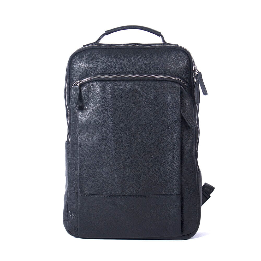 Black Leather Laptop Backpack