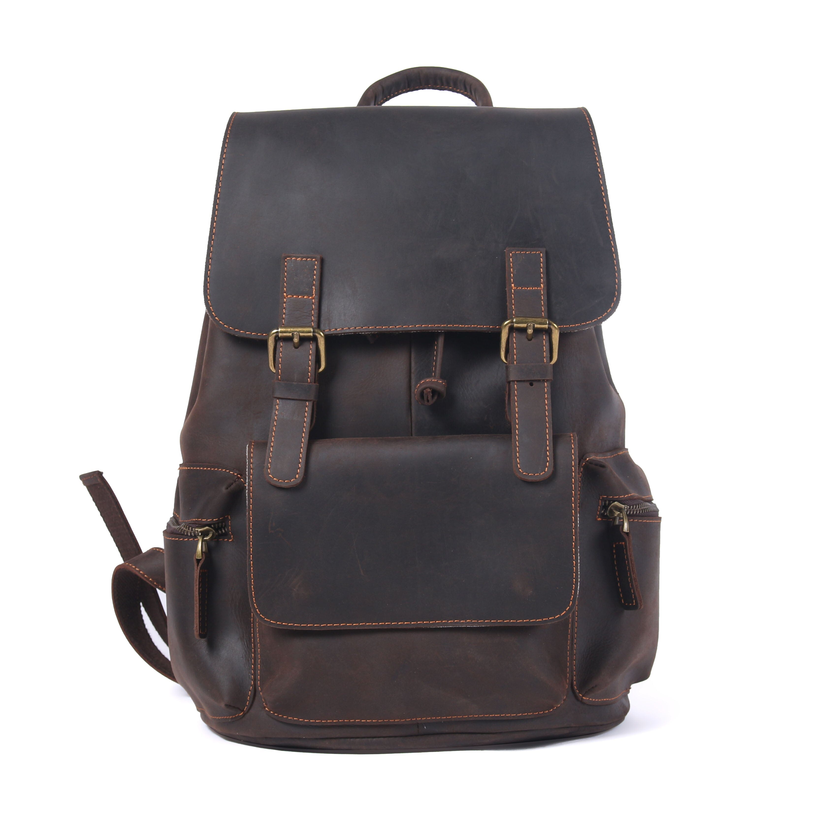 Leather Drawstring Backpack