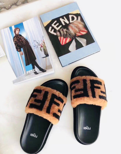 ysl fur slides