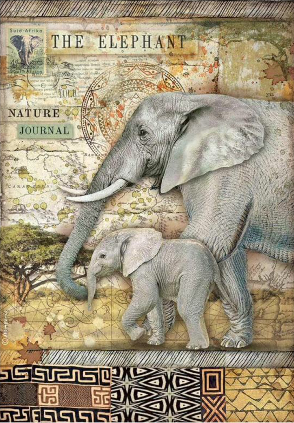 Stamperia - Savana the Elephant - Decoupage Rice Paper A4 - DFSA4684