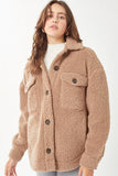 Tarah Fuzzy Button Jacket in Brown