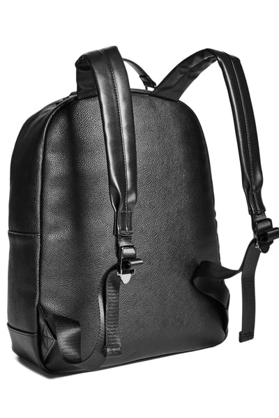 black faux leather backpack mens