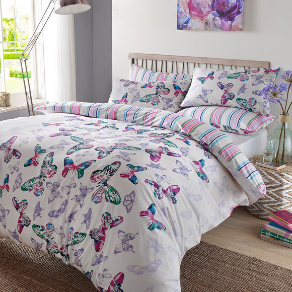 Watercolour Butterfly Duvet Cover Set Multi Coloured Mad About