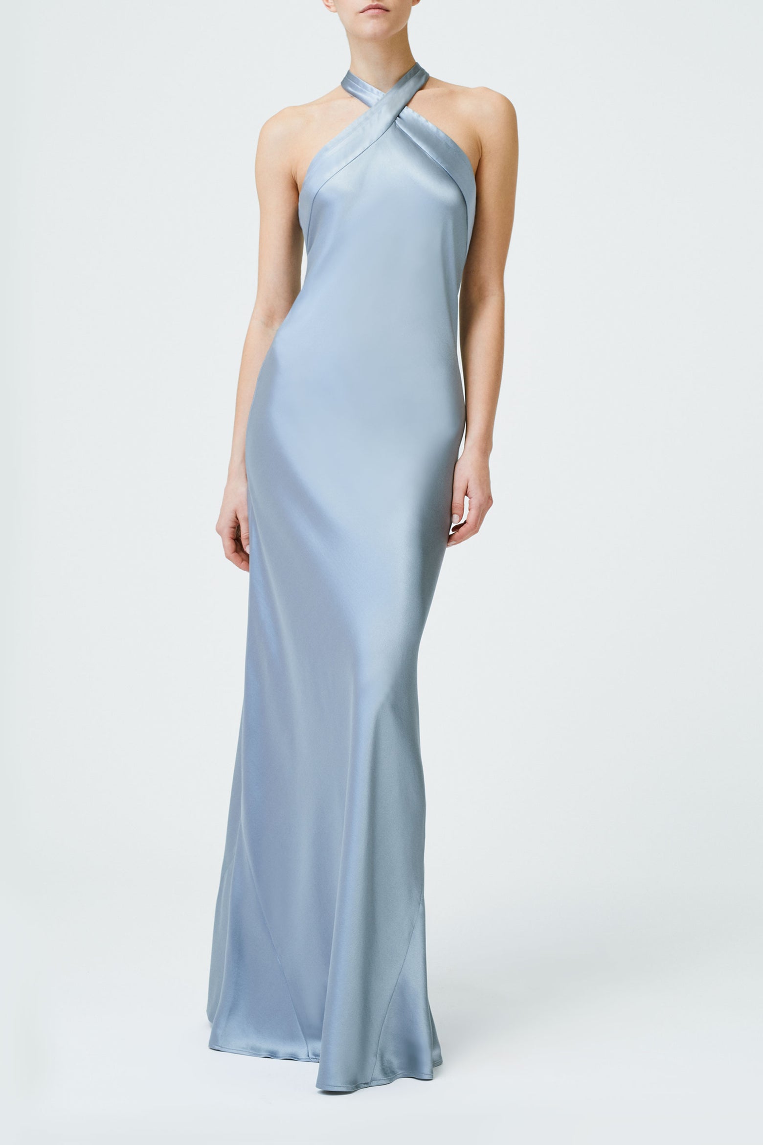 silver blue gown