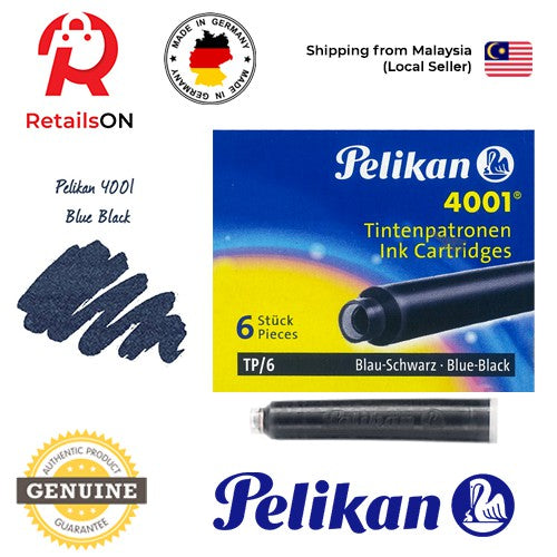 Pelikan 4001/TP6 Ink Cartridges - Turquoise / International Fountain Pen  Ink Cartridges (ORIGINAL) [1 Pack of 6]