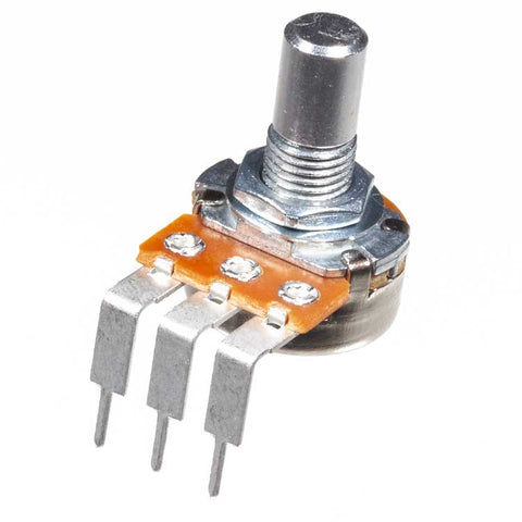 Image of B1K 16mm Potentiometer, Round Shaft, Right Angle PCB Pins