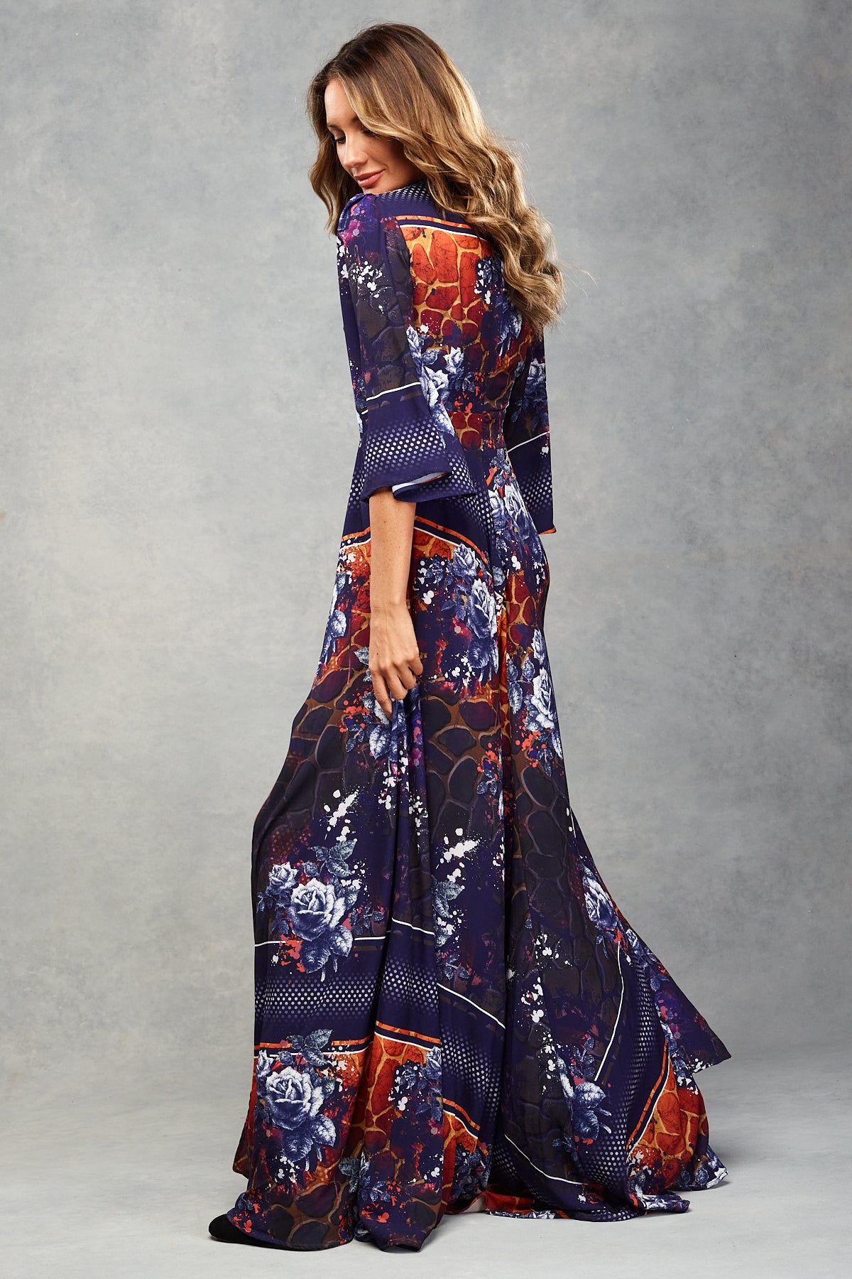 Autumn Maxi Long Dress Indigo Safari