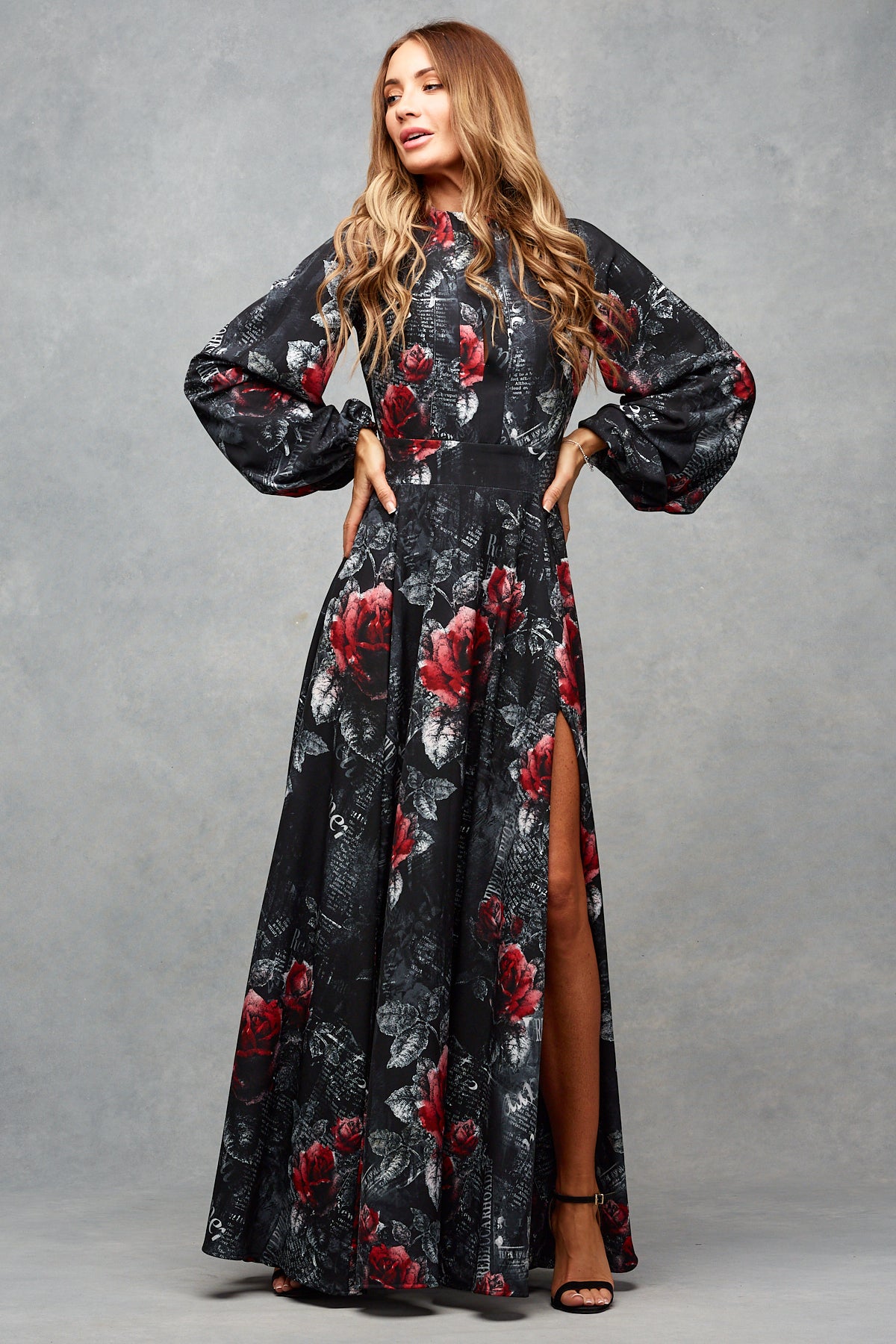 Maggie Maxi Dress Midnight Rose Print