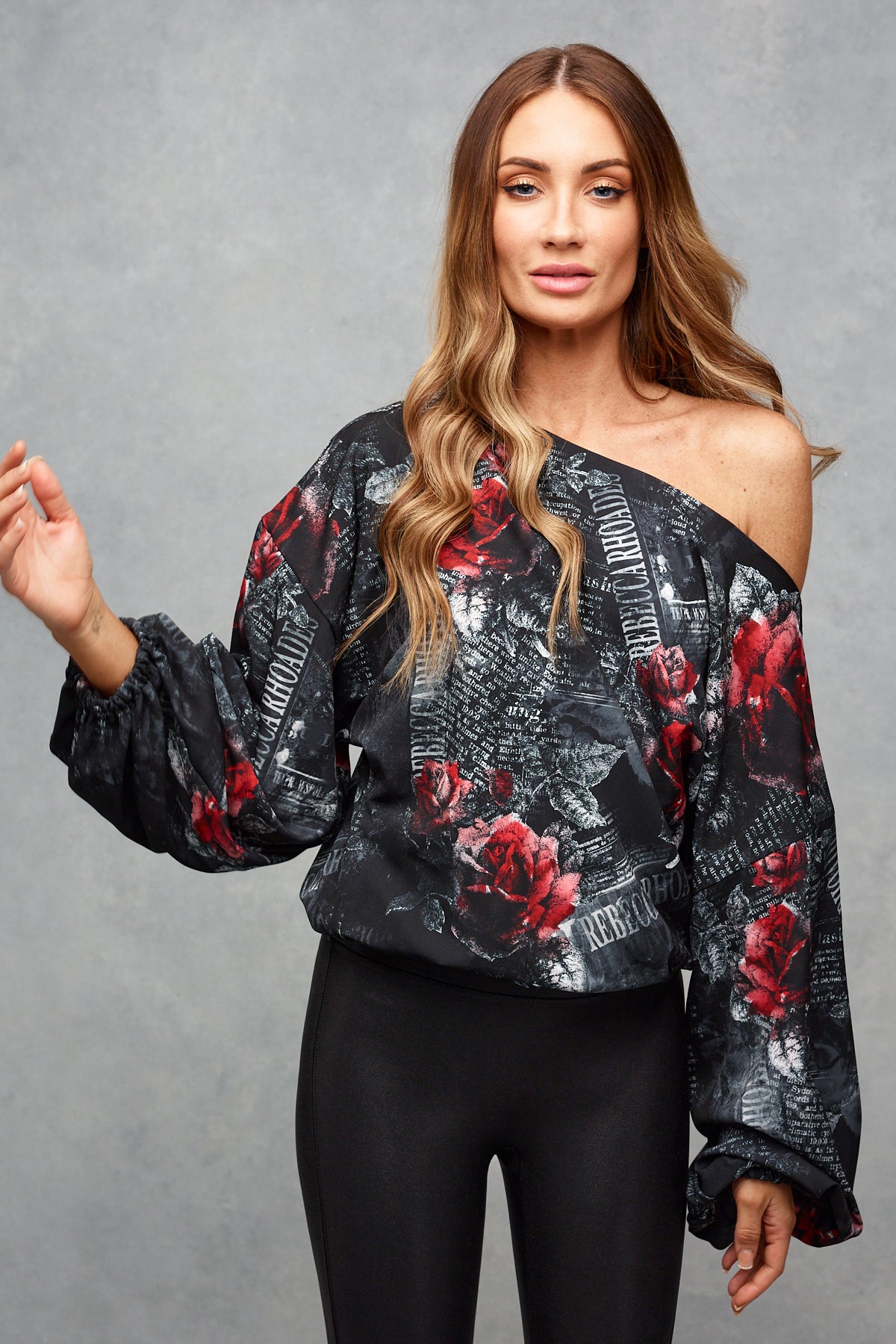 Havannah Slouch Top Midnight Rose Print