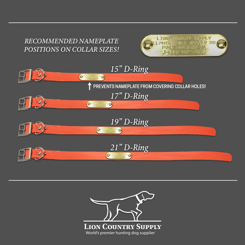 LCS Dayglow D-Ring Brass Nameplate Placement Guide