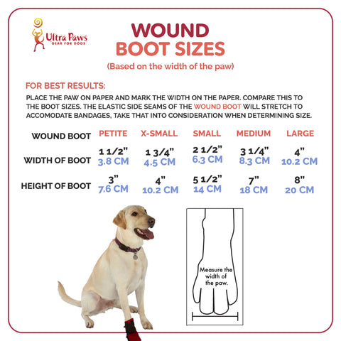 Ultra Paws Wound Boot Sizing Chart