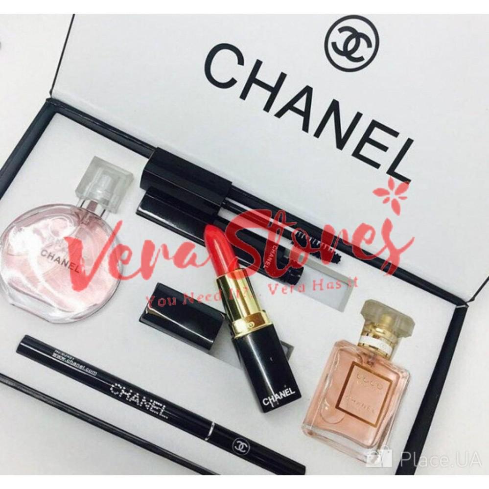 chanel 5 in 1 gift set makeup perfume box