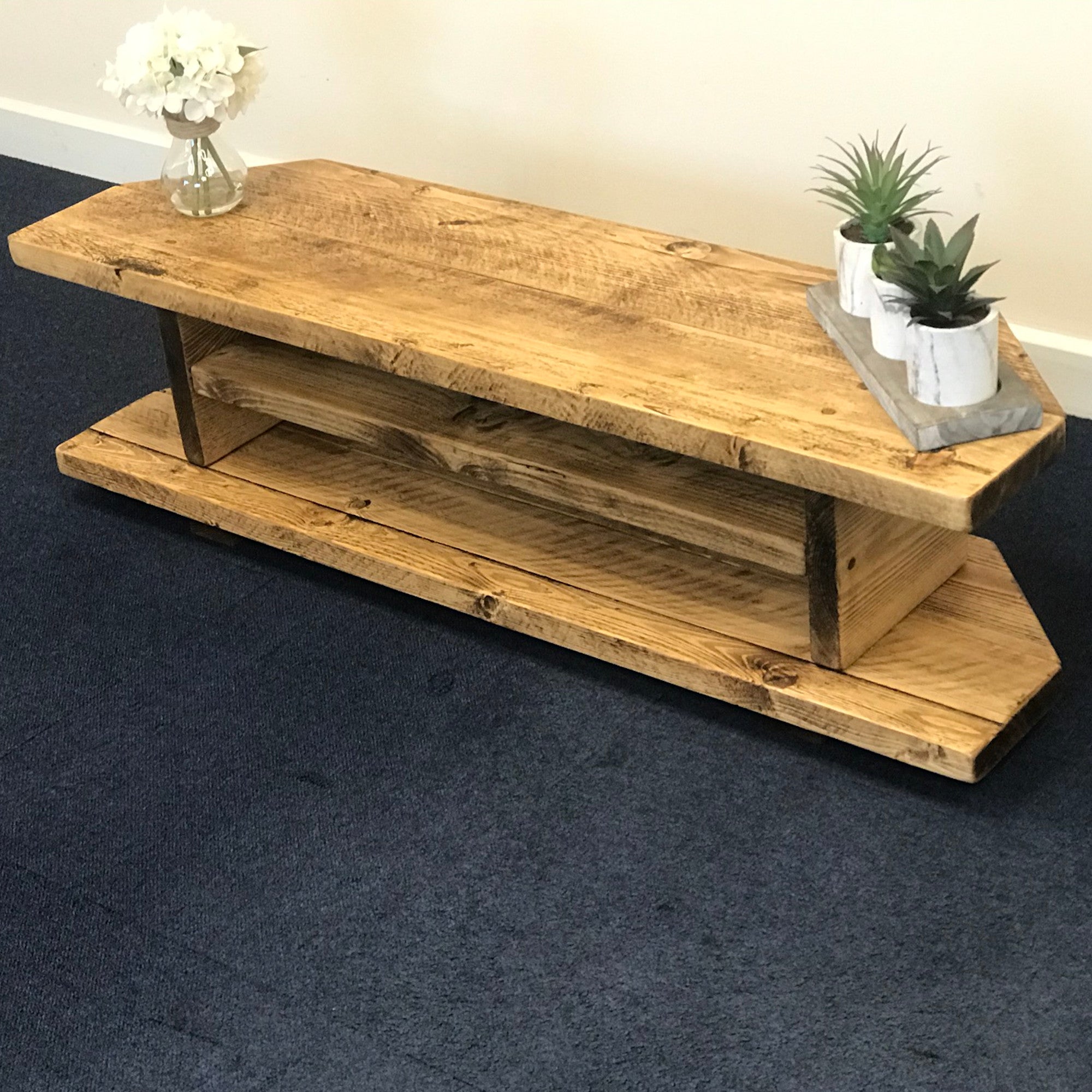 Industrial Corner Tv Unit Stand Cabinet Rustic Reclaimed Wood