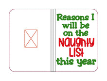 Load image into Gallery viewer, Reasons I will be on the naughty list notebook cover (2 sizes available) DIGITAL DOWNLOAD