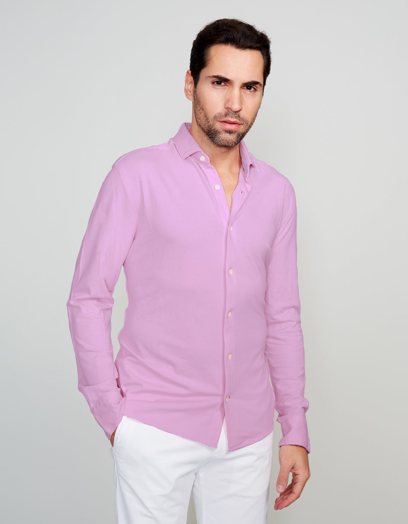 LAVENDER SUPIMA COTTON LONG SLEEVE POLO – CREMIEUX USA