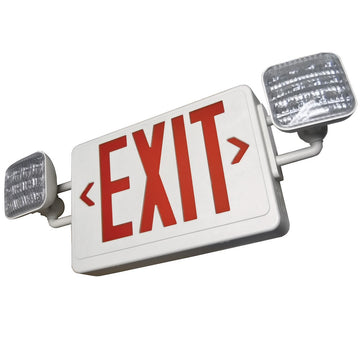 exit sign with emergency lights using red letters