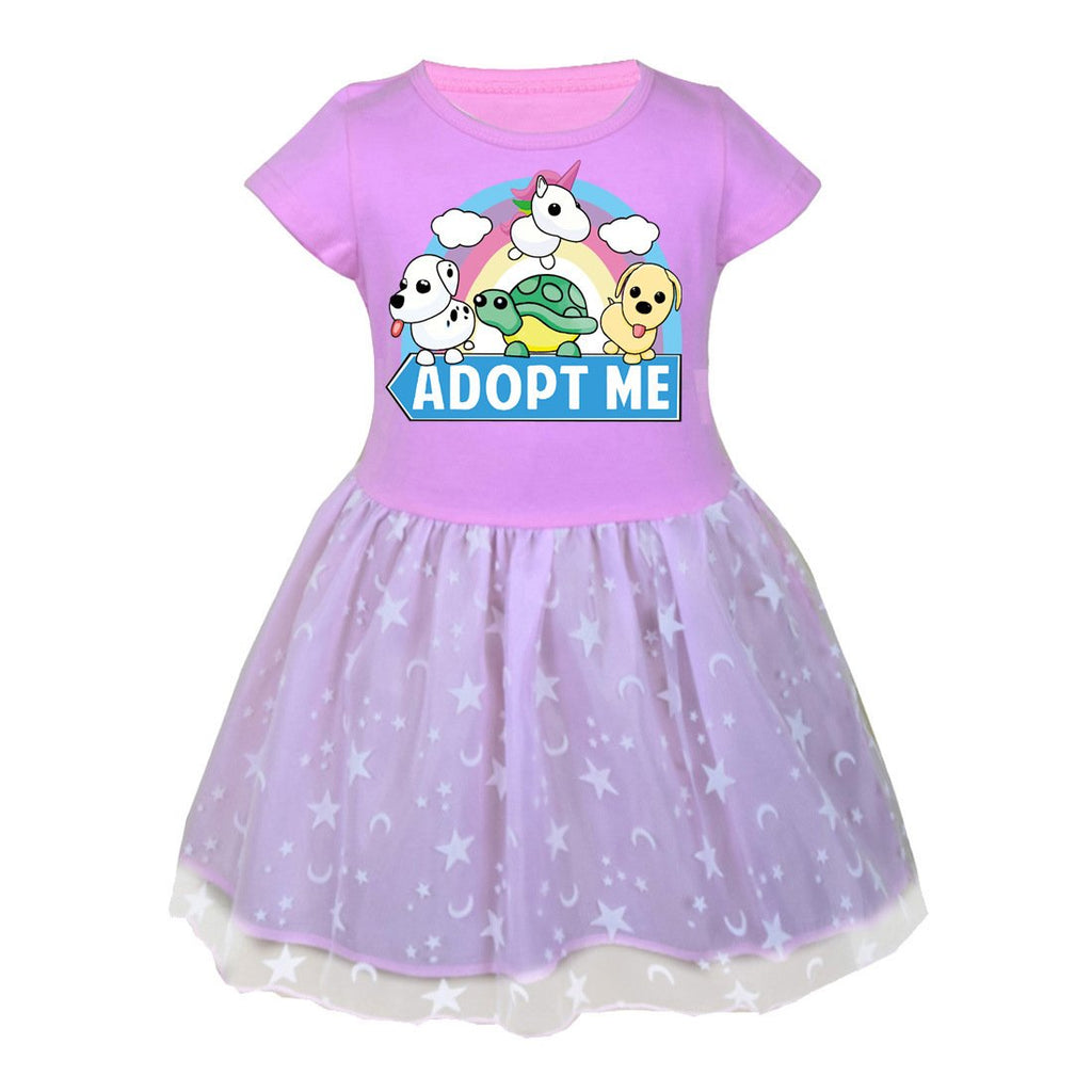 Roblox Adopt Me Dress Short Sleeve Crew Neck Mesh Princess Dress For K Hoodedworld - roblox purple ruffle dress