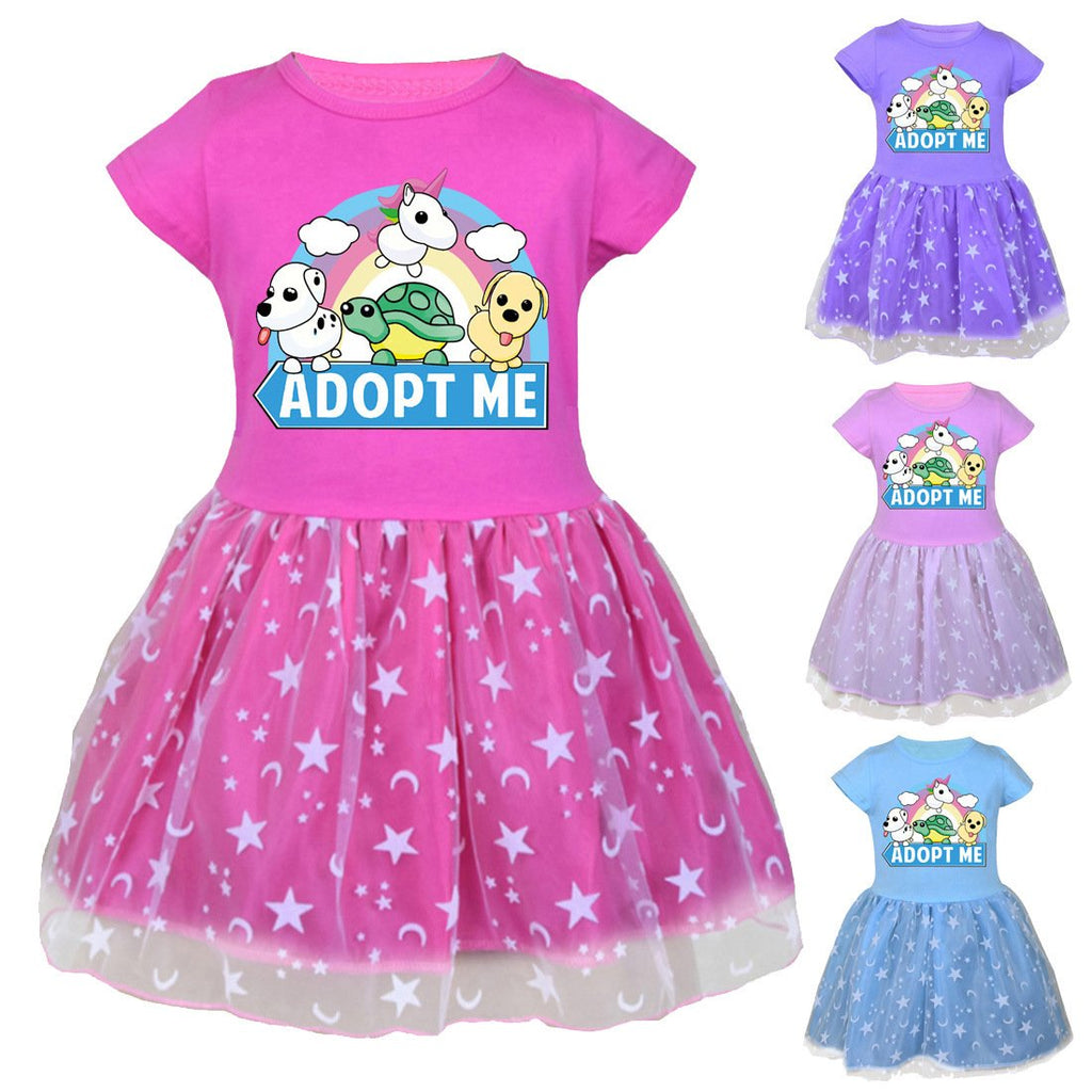 Roblox Adopt Me Dress Short Sleeve Crew Neck Mesh Princess Dress For K Hoodedworld - roblox kid mesh